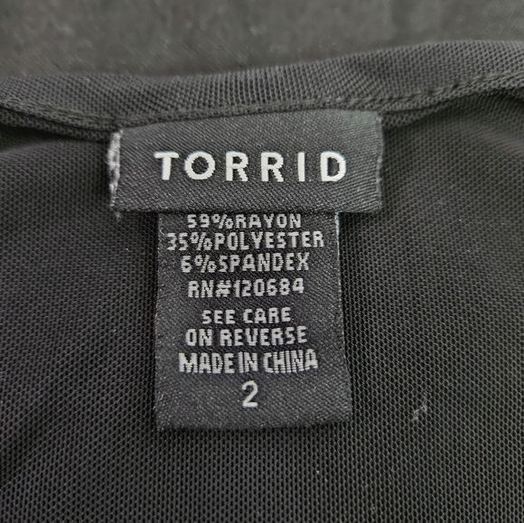 Torrid Black Mesh Short Sleeve Peplum Babydoll Blouse Size 2X Women's Plus - Picture 7 of 8